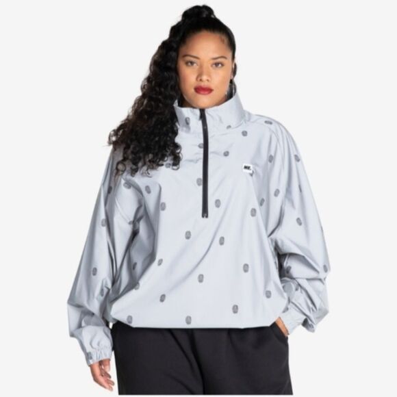 Melody Ehsani Jacket Women Silver Reflective Oversized Finger Print Design xs - Picture 1 of 6